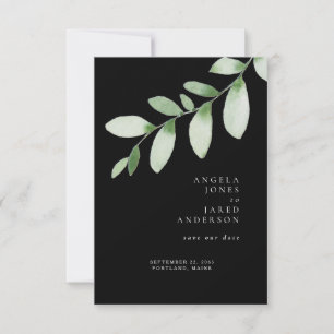 Save The Date Simplicité & Foliage Mariage noir Enregistrer notr