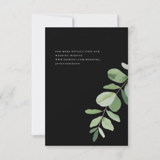 Save The Date Simplicité & Foliage Mariage noir Enregistrer notr (Dos)