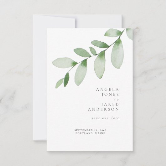 Save The Date Simplicité & Foliage Mariage Sauvegarder notre Dat (Devant)