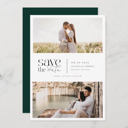 Save The Date Simplicité moderne 2 Mariage photo (Devant / Derrière)