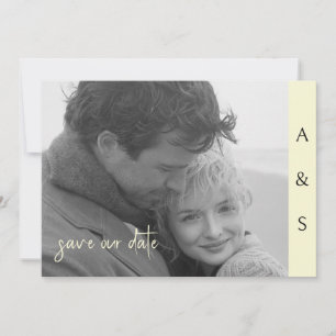 Save The Date Simplicité moderne jaune B/W Photo horizontale