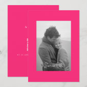 Save The Date Simplicité moderne rose chaud Photo N/B (Devant / Derrière)