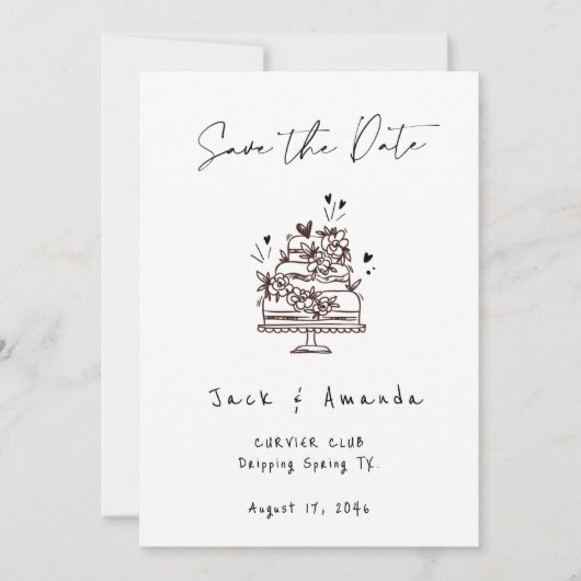 Save The Date Simplicité Script dessin manuel Mariage enregistre (Devant)