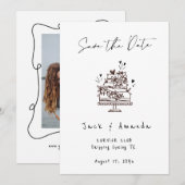 Save The Date Simplicité Script dessin manuel Mariage enregistre (Devant / Derrière)