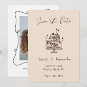 Save The Date Simplicité Script dessin manuel Mariage enregistre (Devant / Derrière)