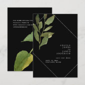 Save The Date Simplicité & Verdure Mariage Noir  (Devant / Derrière)