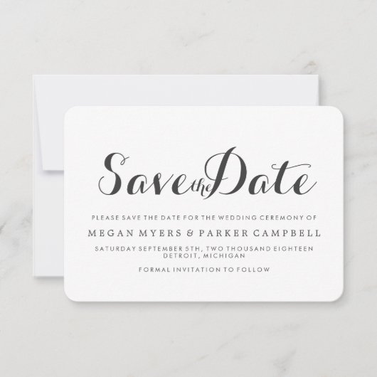 Save the date | Simplistische stemming Wit Donker (Voorkant)