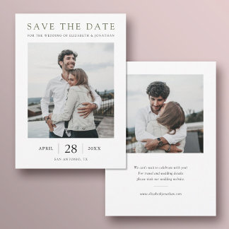 Save The Date Simply Chic Green Typographie Moderne Multi Photo