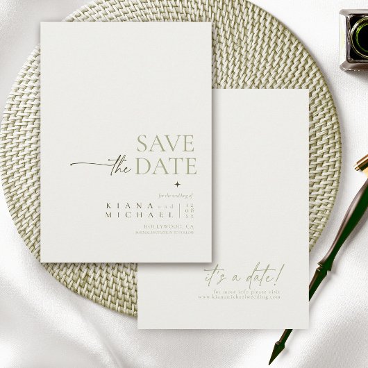 Save The Date Simply Chic Mariage Pearl White Vert ID1046