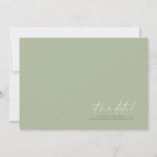 Save The Date Simply Chic Mariage Sage Green ID1046 (Dos)