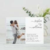 Save The Date Simply Elegant 2 Coeurs Mariages Photo Simple (Debout devant)