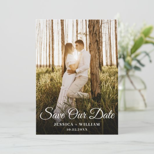 Save The Date Simply Elegant 2 Mariage photo (Debout devant)