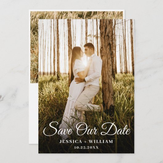 Save The Date Simply Elegant 2 Mariage photo (Devant / Derrière)