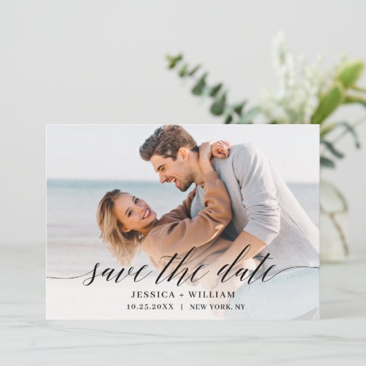 Save The Date Simply Elegant 2 Mariage photo (Debout devant)