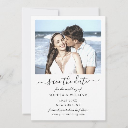 Save The Date Simply Elegant 2 Photo Wedding Enregistrer La Date (Dos)