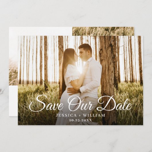 Save The Date Simply Elegant 3 Mariage photo (Devant / Derrière)