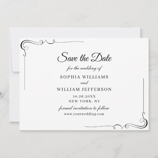 Save The Date Simply Elegant 3 Mariage photo (Dos)