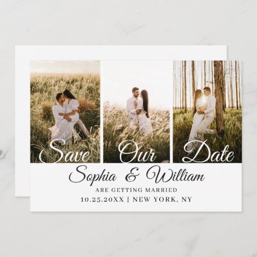 Save The Date Simply Elegant 3 Mariage photo (Devant / Derrière)