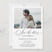 Save The Date Simply Elegant Calligraphie Mariage 2 Photo (Dos)