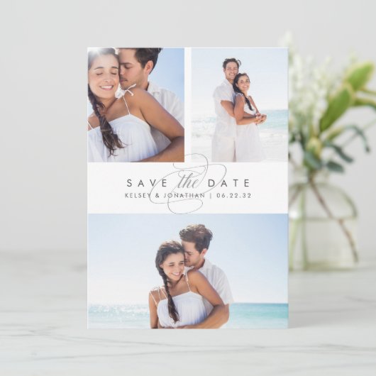 Save The Date Simply Elegant Multi Photo Enregistrer la date (Debout devant)