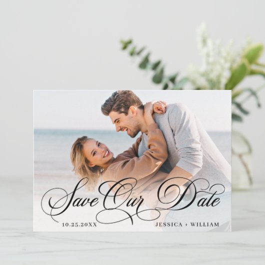 Save The Date Simply Elegant Photo Mariage 2 PHOTO (Debout devant)