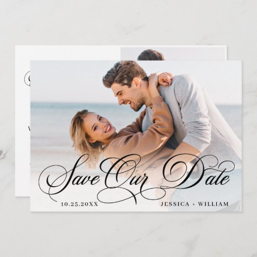 Save The Date Simply Elegant Photo Mariage 2 PHOTO (Devant / Derrière)