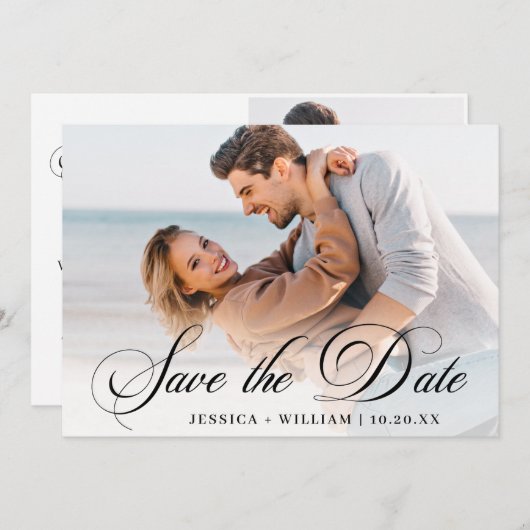 Save The Date Simply Elegant Photo Mariage 2 PHOTO (Devant / Derrière)