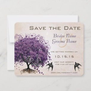 Save The Date Simply Peachy Purple Heart Leaf Tree Enregistrer l