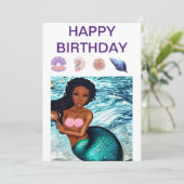 Save The Date Sirène noire belle peau brune coquillages (Debout devant)