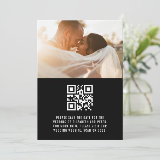 Save The Date Site Web de Mariage Code Qr Noir Blanc Rétro (Debout devant)