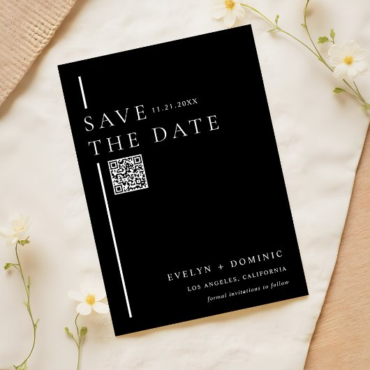 Save The Date Site Web de Mariage Code QR Noir Moderne et Élégan
