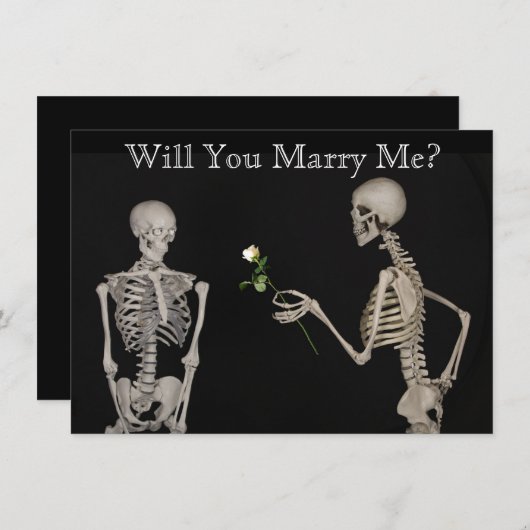 Save The Date Skeleton donne un Rose Enregistrer la date (Devant / Derrière)