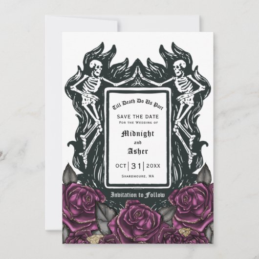 Save The Date Skeleton gothique Aimer jusqu'à la mort Faisons-no (Devant)