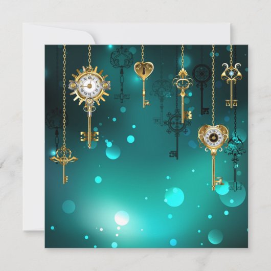 Save The Date Skeleton Keys on Green Background (Devant)