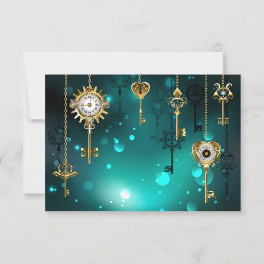 Save The Date Skeleton Keys on Green Background (Devant)