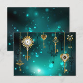 Save The Date Skeleton Keys on Green Background (Devant / Derrière)