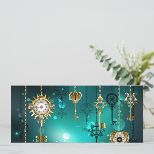 Save The Date Skeleton Keys on Green Background (Debout devant)