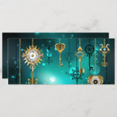 Save The Date Skeleton Keys on Green Background (Devant / Derrière)