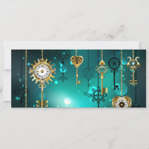 Save The Date Skeleton Keys on Green Background