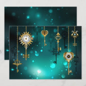 Save The Date Skeleton Keys on Green Background (Devant / Derrière)