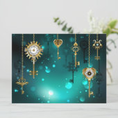 Save The Date Skeleton Keys on Green Background (Debout devant)