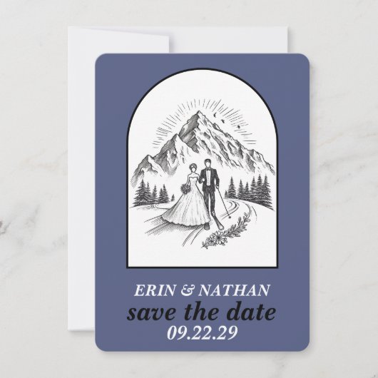 Save The Date Ski Couple Enregistrer la date (Devant)