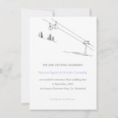 Save The Date Ski d'hiver de neige nouvellement marié Couple noi (Dos)