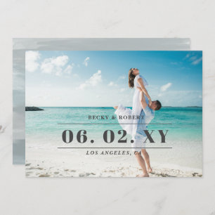 Save The Date Sky Blue Stylish Simple Modern Typographie Photo