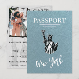 Save The Date Slate Blue New York City Passport Enregistrer La D