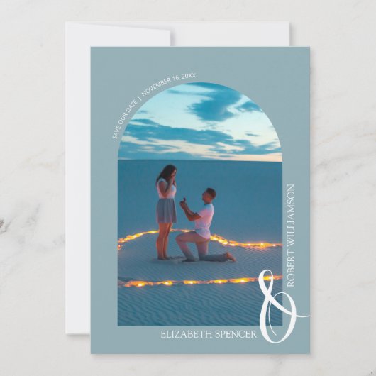 Save The Date Slate Blue QR Code Mariage Photo Enregistrer la da (Devant)