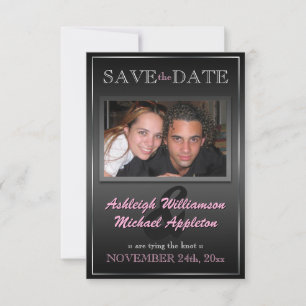Save The Date Sleek Black Photo Enregistrer la date Annonces