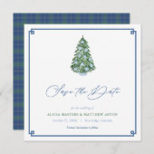 Save The Date Smart Christmas Tree Green Blue Mariage d'hiver (Devant / Derrière)