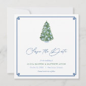 Save The Date Smart Christmas Tree Green Blue Mariage d'hiver (Devant)