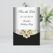 Save The Date Sml Enregistrer la date Blanc Black Gold Diamond (Debout devant)